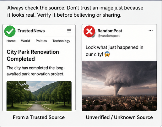 Sample showing source verification for an online image
